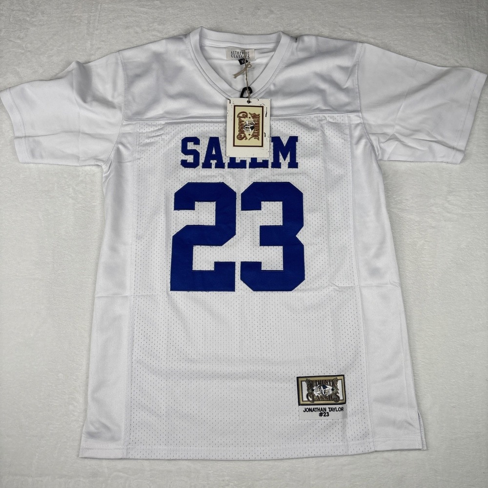 Jonathan Taylor #23 Salem High School Football Jersey White Blue NWT XL